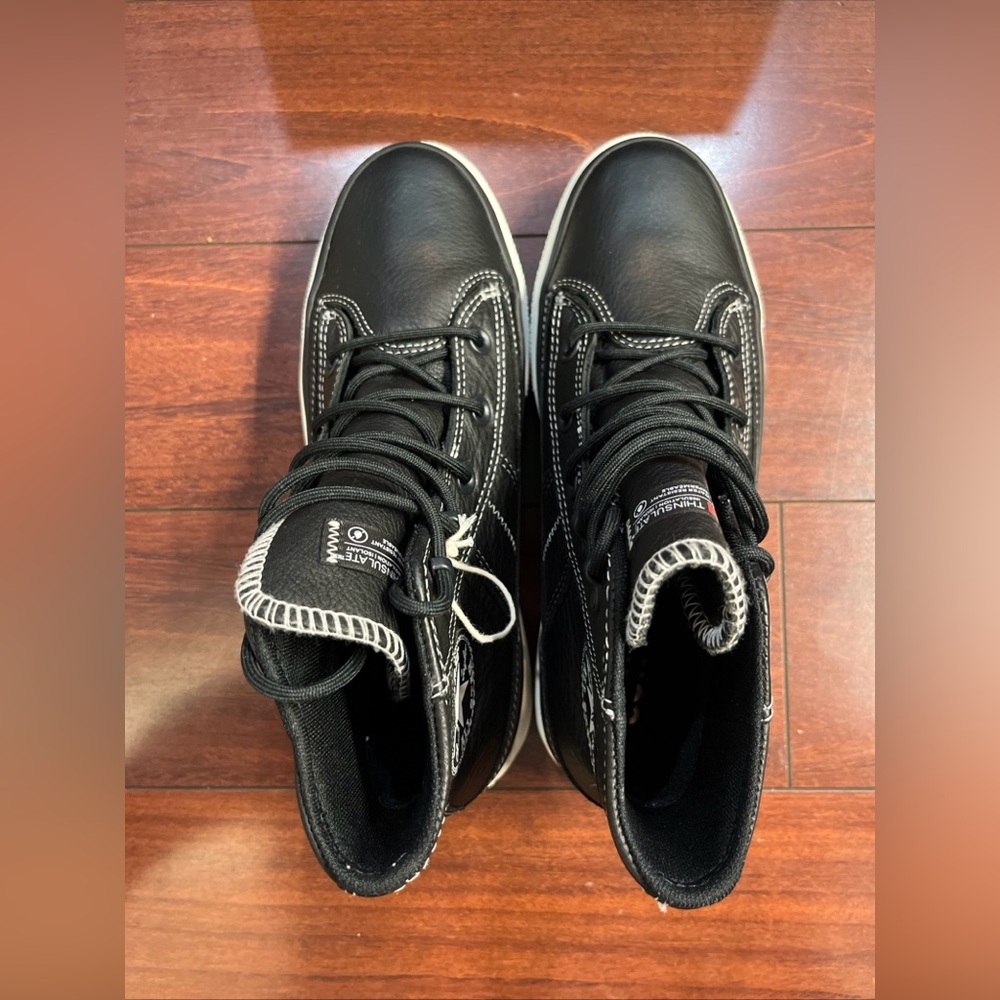 Womens 7.5 Converse Equip Hi Top Boot Leather Waterproof Shoe Black A08555C New - Picture 5 of 16